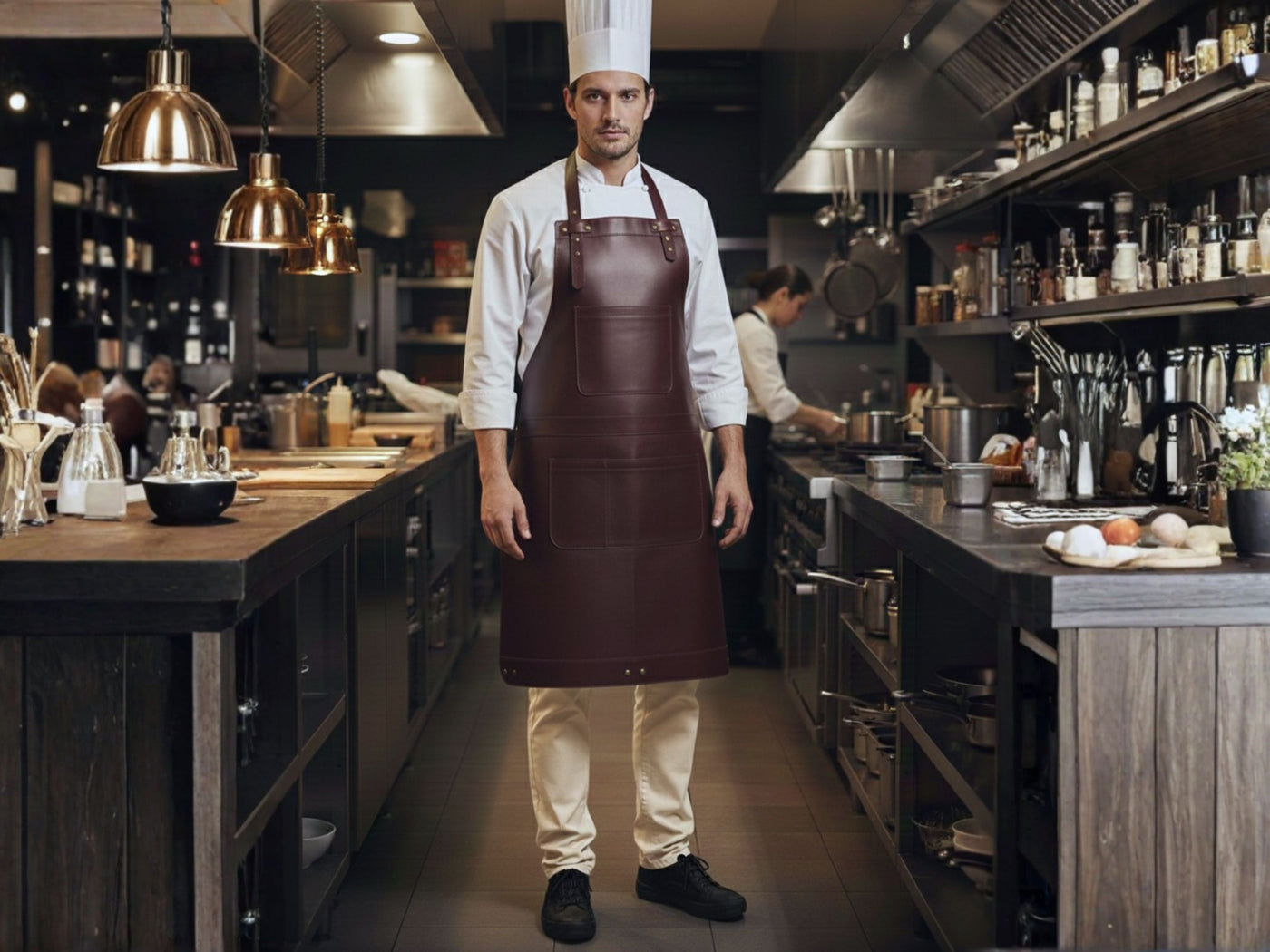 Personalized Leather Apron for Men Genuine Leather BBQ Cooking Chef Apron