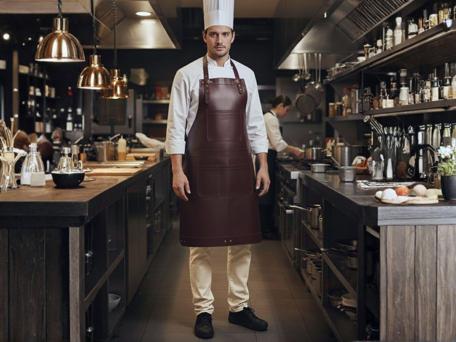 Personalized Leather Apron for Men Genuine Leather BBQ Cooking Chef Apron design preview