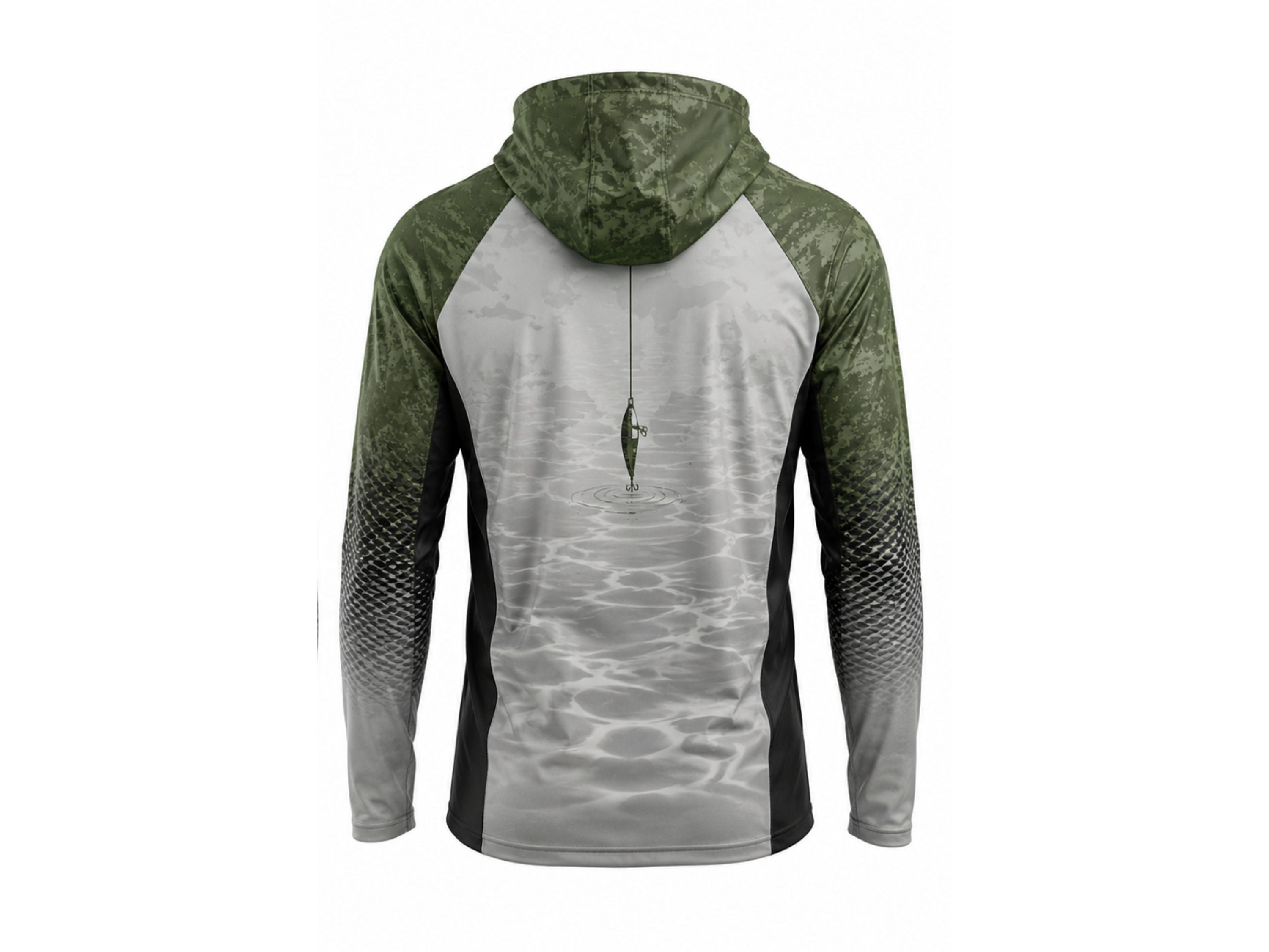 Custom Fishing Hooded Wholesale Fishing Shirt Grey Olive Green Apparels Bridge