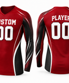 Custom Red Black Soccer Base Layer | Wholesale Long Sleeve Team Compression Shirt