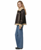 Burgundy Sheepskin Rancher Coat Wholesale | Women’s Curly Faux Shearling Winter Jacket Manufacturer