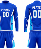 Custom Royal Blue Soccer Training Kit | Wholesale Long Sleeve Teamwear for Bulk Orders