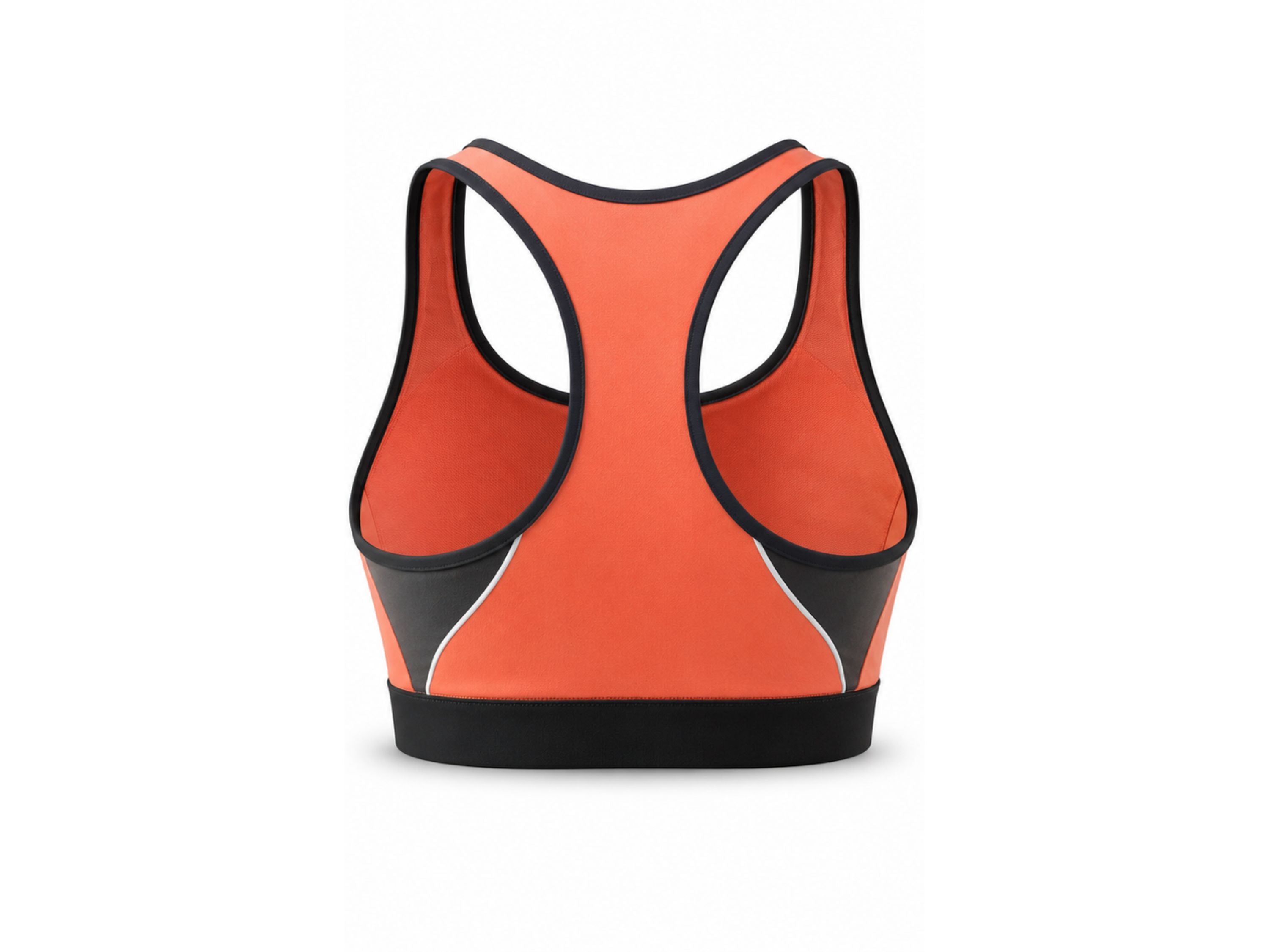 Orange & Black Sports Bra – Athletic Performance Bra, Wholesale Bulk, Low MOQ
