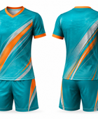 Teal & Orange Men’s Swimming Jersey & Shorts Set – Wholesale, Low MOQ, Bulk Swim Team Uniform