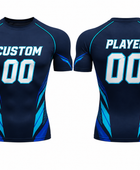 Custom Navy Soccer Compression Shirt | Wholesale Short Sleeve Team Base Layer