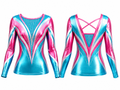 Pink & Teal Dance Team Jersey – Wholesale Bulk Long Sleeve Top, Low MOQ, B2B Performance Apparel
