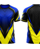 Blue, Black & Yellow ESports Jersey – Team Gaming Performance Wear, Wholesale Bulk, Low MOQ