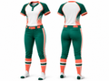 Green/White/Orange Softball Uniform – Wholesale Bulk Team Kit, Low MOQ, B2B Performance Apparel
