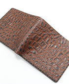 Custom Brown Crocodile Embossed Leather Bifold Wallet Set Wholesale Promotional Corporate Gift Manufacturer