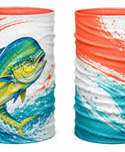Custom Fishing Neck Gaiter | Wholesale Fishing Face Mask Gaiter | Orange Teal White | Apparels Bridge