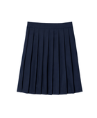 B2B Knee-Length Pleated School Uniform Skirt Navy