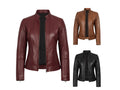 Burgundy Slim Fit Cropped Leather Jacket | Wholesale Custom Private Label Manufacturer