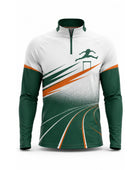 Custom Track & Field Coach Jacket | Wholesale Athletics Staff Jacket | White Green Orange | Apparels Bridge
