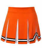 Wholesale Cheerleading Skirt Orange, black & White Pleated Low MOQ Bulk Team Uniform