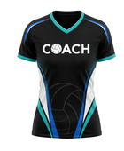Custom Black Volleyball Coach Jersey – Teal Short Sleeve Staff Teamwear