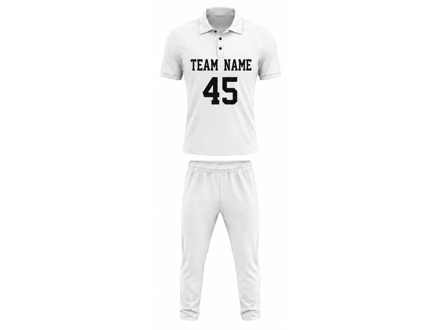 Custom Cricket White Uniform Set –  Shirt & Trouser with number and player name