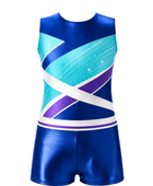 Custom Gymnastics Biketard | Wholesale Gym Team Biketard | Blue Teal White | Apparels Bridge