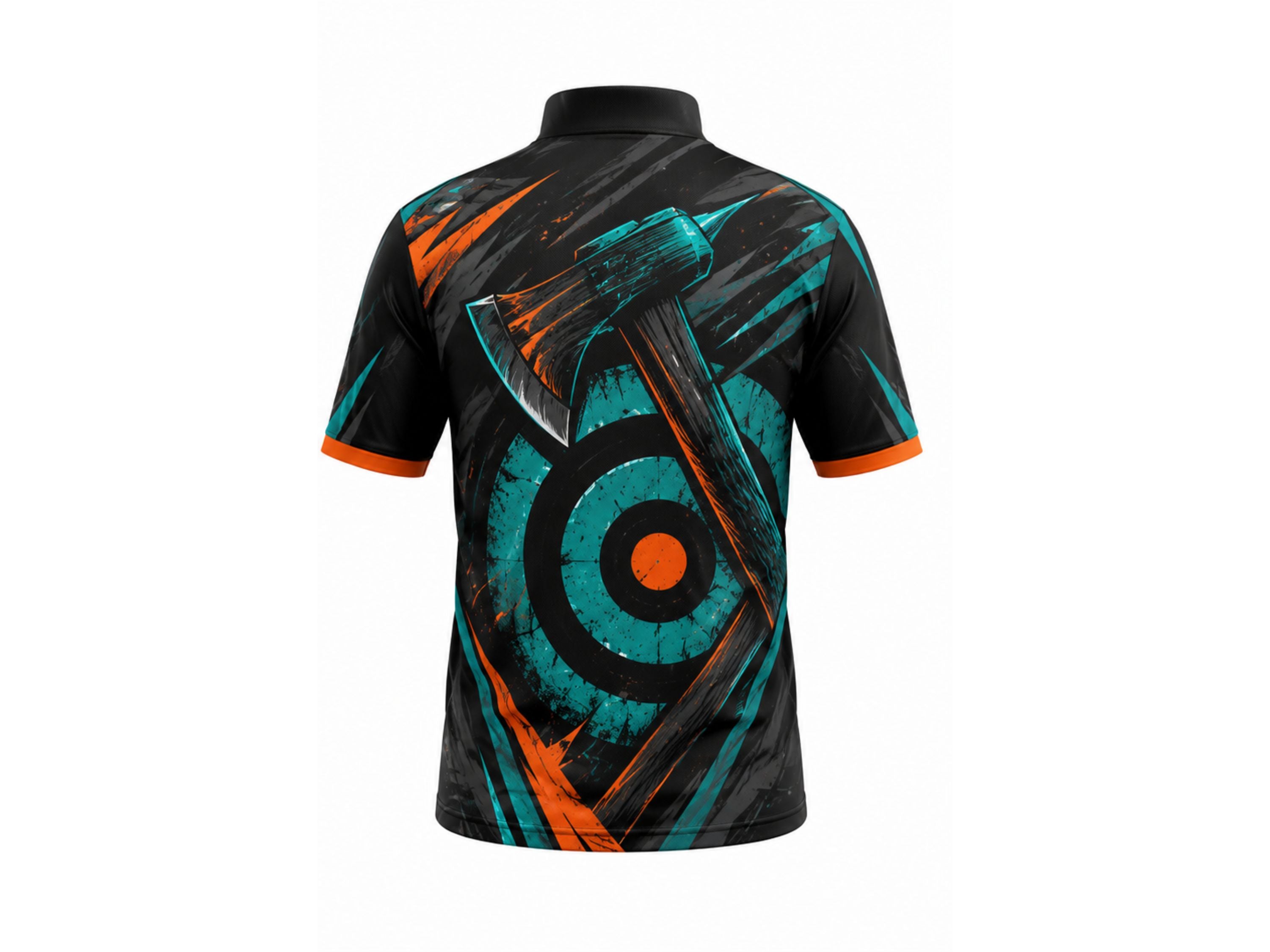 Black & Orange Axe Throwing Jersey – Bulk Team Jersey, Low MOQ, Wholesale Performance Sportswear