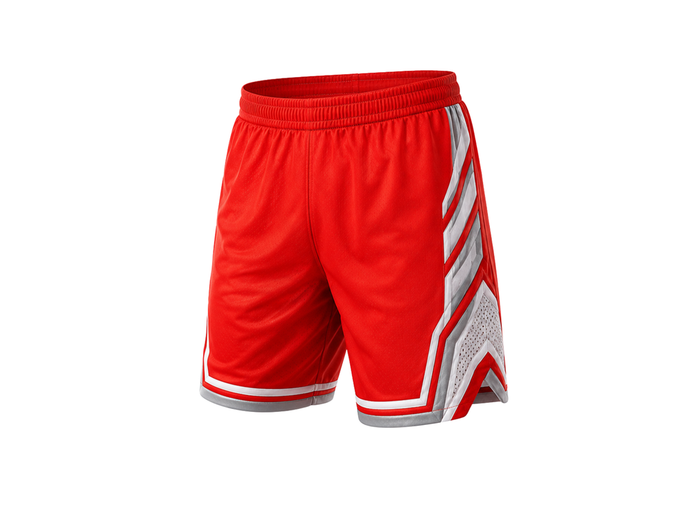 Red Custom Football Shorts – Wholesale Bulk Team Uniform, Low MOQ, B2B Performance Apparel front design preview