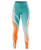Custom Dance Team Leggings | Wholesale Dance Studio Performance Tights | Teal Orange White | Apparels Bridge