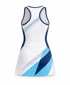 Custom White Tennis Dress – Navy Blue Sleeveless Team Dress