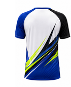 Custom Badminton Jersey – White/Blue/Black Team Shirt, Wholesale, Low MOQ, Bulk Sportswear