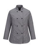 Women’s Double-Breasted Chef Jacket Grey | B2B Low MOQ Hospitality Workwear Manufacturer