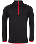 Contrast-Zip Training Sweat Top Black and Red | B2B Low MOQ Personal Trainer Workwear Manufacturer