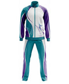 Custom Dance Team Warm-Up Set | Wholesale Dance Studio Jacket and Pants Set | Teal Purple White | Apparels Bridge