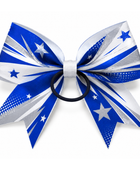 Custom Blue White Cheer Bow Wholesale Cheerleading Hair Bow for Teams