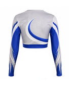 Custom Long Sleeve Team Jersey Crop Top – Blue White Performance Teamwear for Wholesale Buyers