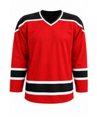 Custom Practice Ice Hockey Jersey – Red Black White Sublimated Team Jersey for Wholesale Orders