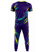 Custom Esports Team Uniform | Wholesale Gaming Jersey and Pants Set | Purple Teal Green Yellow | Apparels Bridge