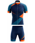 Custom Cycling Uniform – Navy & Orange Team Set, Wholesale, Low MOQ, Bulk Sportswear