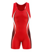 Red & White Powerlifting Uniform – Women Weightlifting Singlet – Wholesale Low MOQ, Custom Team Name