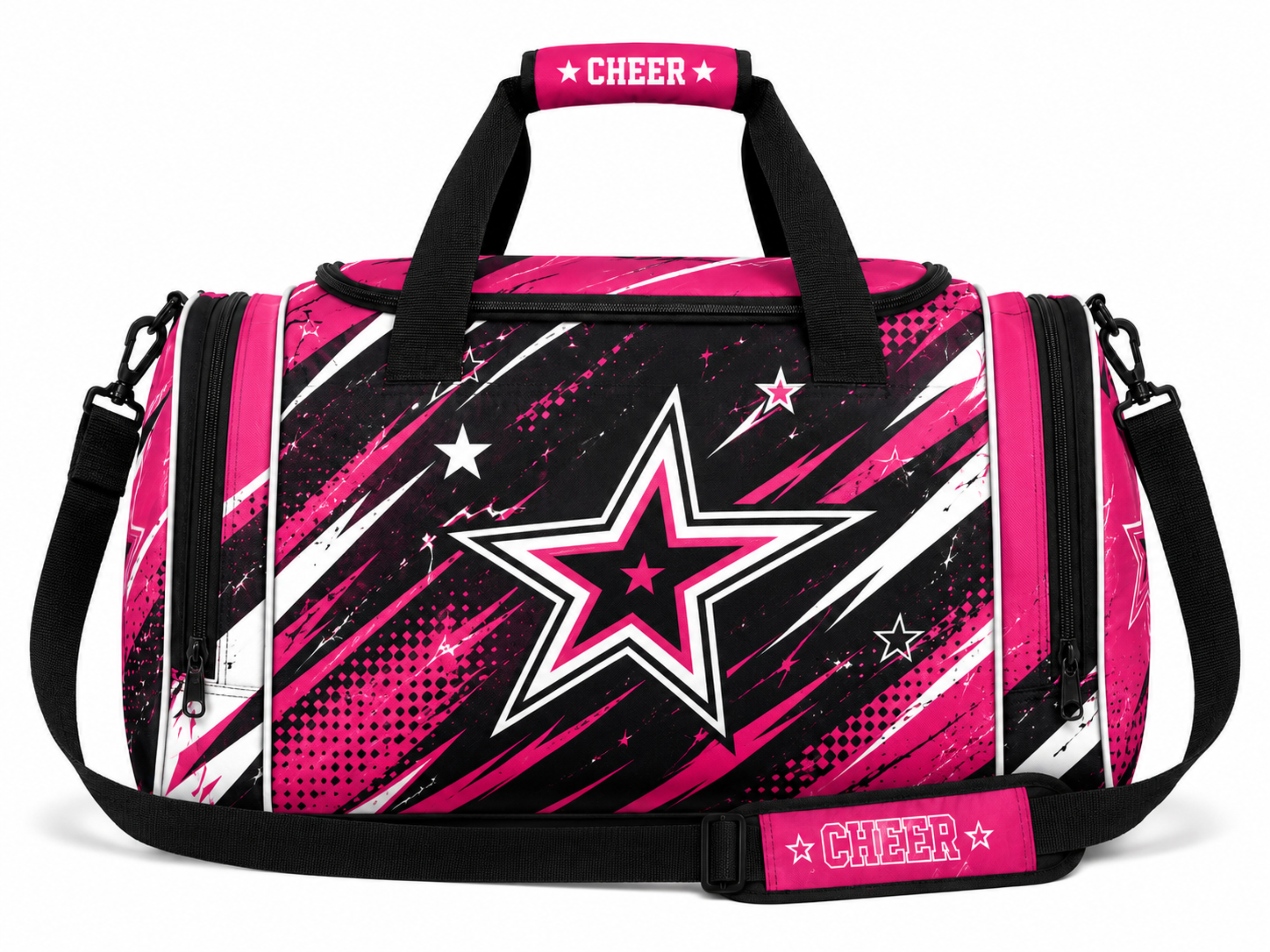 Custom Black Pink Cheer Duffle Bag – Wholesale Cheer Team Travel Bag