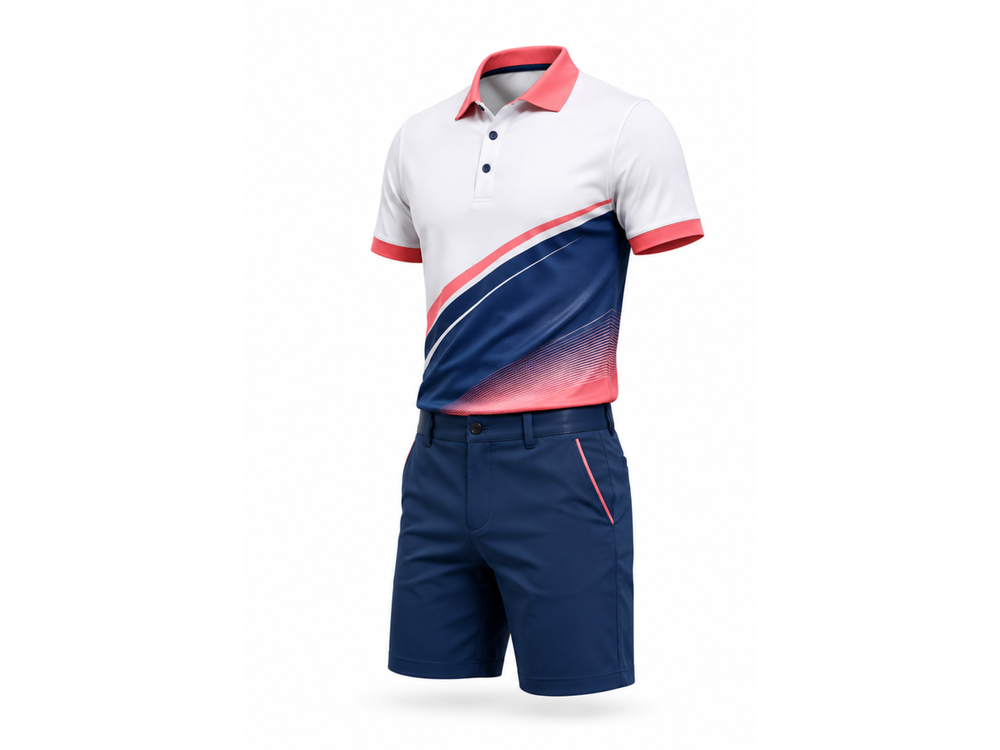 B2B Golf Uniform White Wholesale Bulk Team Set Low MOQ front design preview