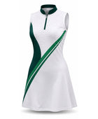 Custom Women's Golf Dress and Skort Set | Wholesale Ladies Golf Uniform | White Forest Green | Apparels Bridge