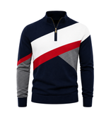 Custom Training and Lifestyle Quarter-Zip Pullover | Wholesale Gym Team Pullover | Navy White Red Grey | Apparels Bridge