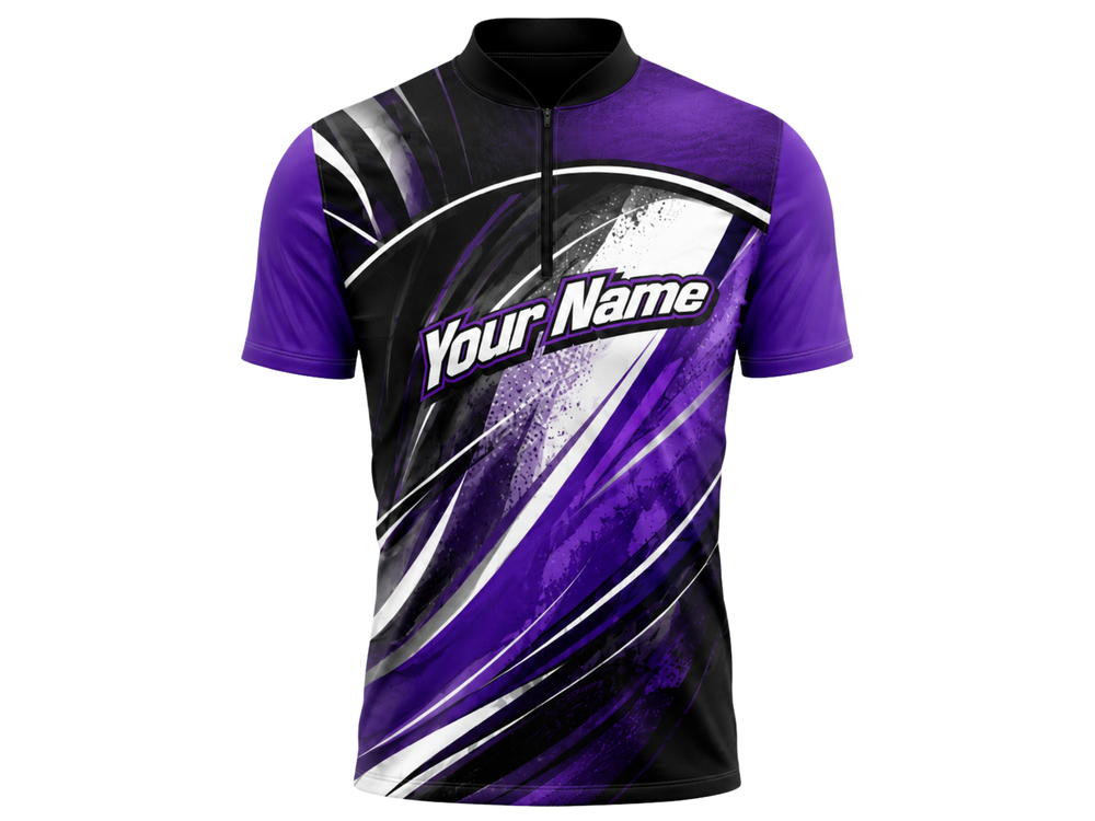 Bowling Jersey Purple & black Team Shirt Wholesale Low MOQ Bulk Sportswear front design preview
