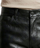 Elephant Metallic Black Faux Leather Wide Leg Jeans Wholesale | Custom Private Label Pants Manufacturer