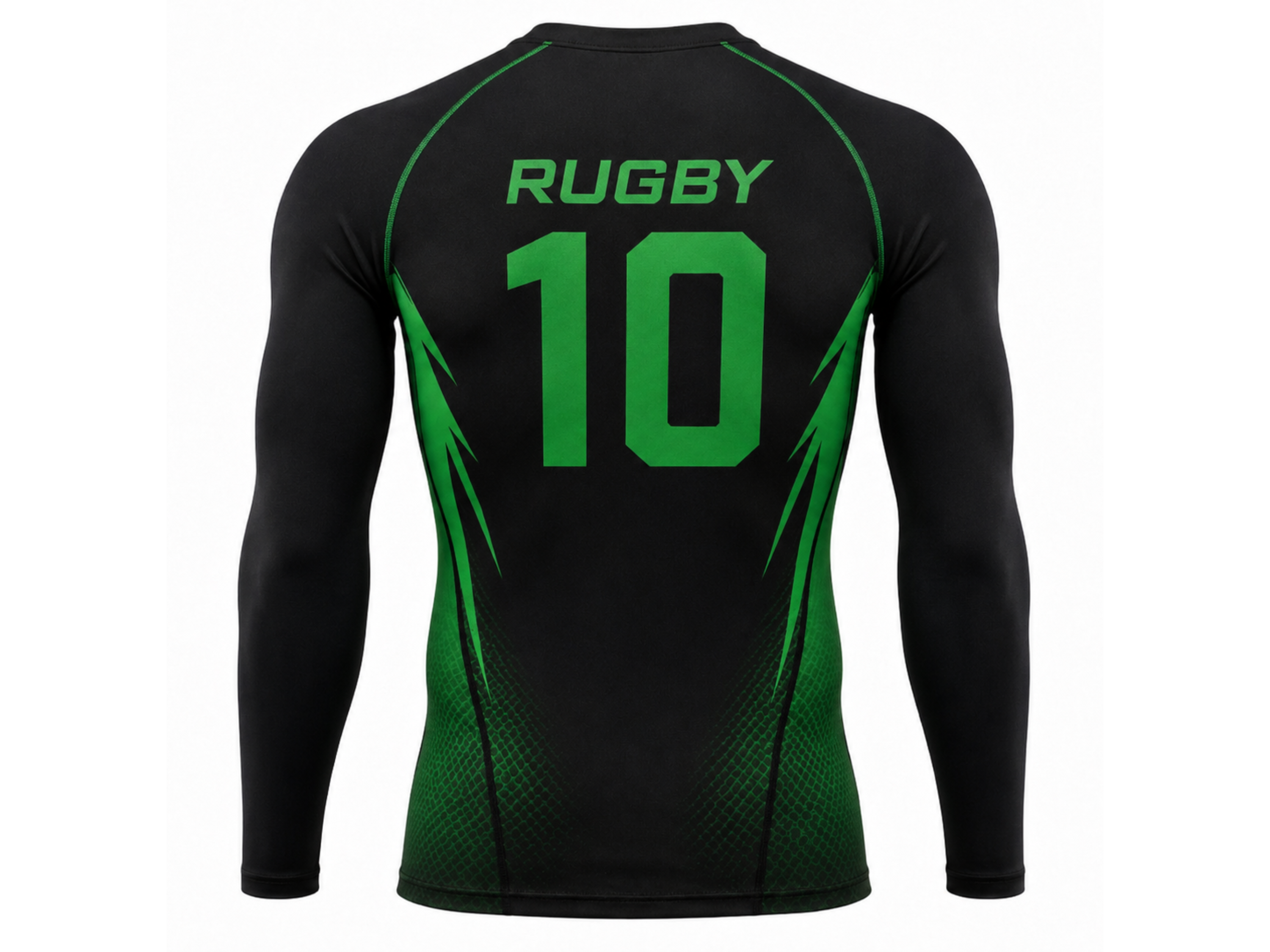 Custom Black Green Rugby Compression Shirt | Wholesale Team Base Layer for Bulk Orders