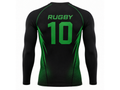 Custom Black Green Rugby Compression Shirt | Wholesale Team Base Layer for Bulk Orders