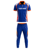 Custom Bowling Uniform – Blue & Orange Team Set, Wholesale, Low MOQ, Bulk Sportswear