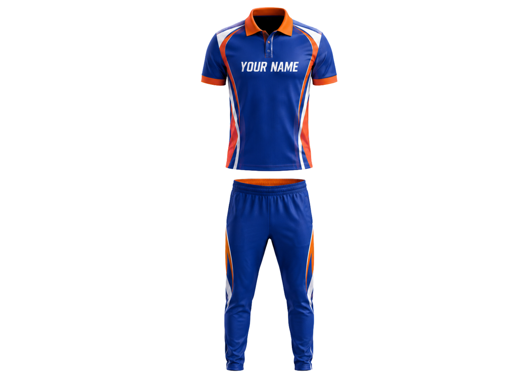 Bowling Uniform Blue & Orange Team Set B2B Bulk Sportswear front design preview