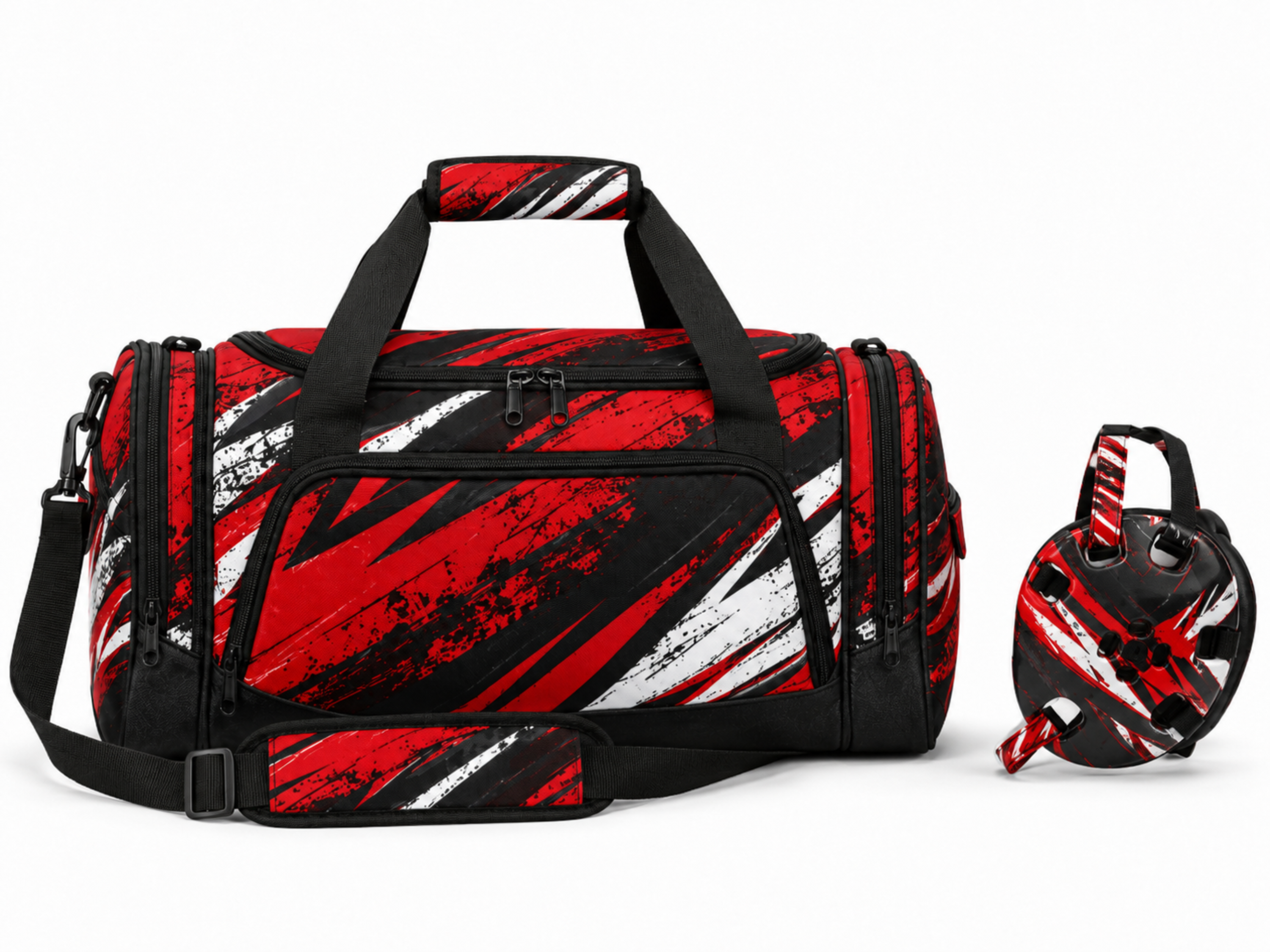 Custom Wrestling Team Bag and Headgear Bag Set | Wholesale Wrestling Gear Bundle | Red Black White | Apparels Bridge