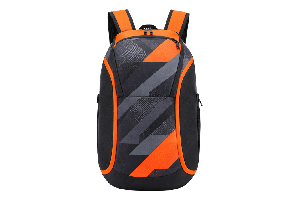 Custom Black Orange Flag Football Backpack Bag – Wholesale Team Bag front design preview