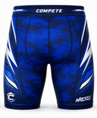 Custom Wrestling Compression Shorts | Wholesale Wrestling Team Shorts | Blue White | Apparels Bridge