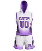 Custom White Purple 7v7 Flag Football Uniform – Hooded Team Set