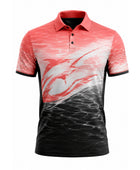 Custom Sublimated Fishing Tournament Jersey | Wholesale Fishing Team Polo | Coral Black White | Apparels Bridge